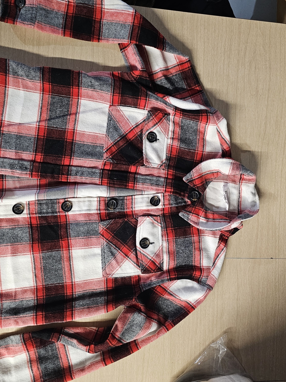 BB Dakota Red, Black and White Plaid Shirt Jacket
